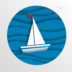 PAPER SAIL IN THE SEA