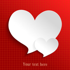 Obraz na płótnie Canvas White paper heart icon on red background.