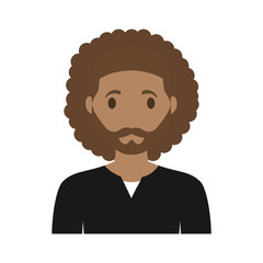 man wearing black shirt, cartoon icon over white background. colorful design. vector illustration