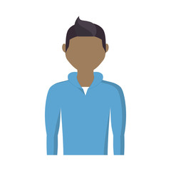 man wearing blue shirt, cartoon icon over white background. colorful design. vector illustration