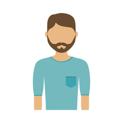 man wearing blue shirt, cartoon icon over white background. colorful design. vector illustration