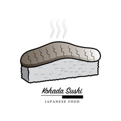 kohada sushi japanese food icon with text space for your slogan / tagline, vector illustration