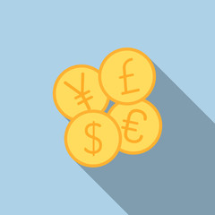 Coins icon in flat style
