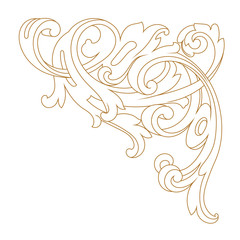 Fototapeta premium Golden vintage baroque ornament, corner. Retro pattern antique style acanthus. Decorative design element filigree calligraphy vector. - stock vector