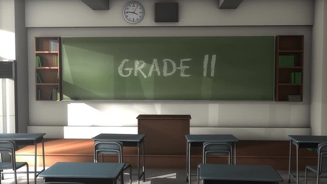 3D CG, Empty Grade 11 school classroom	