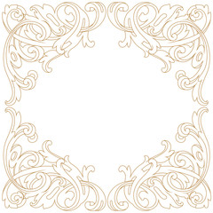 Golden vintage border frame engraving with retro ornament pattern in antique baroque style decorative design. Vector.