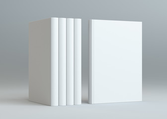 Hardcover Books Mock-Up. Gray Background