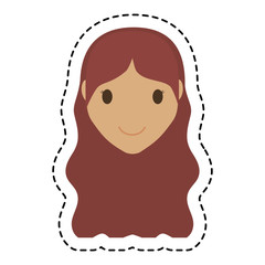happy woman face cartoon icon over white background. colorful design. vector illustration