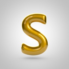 Metallic paint golden letter S uppercase
