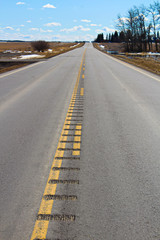 Rumble strips engraved into a secondary highway