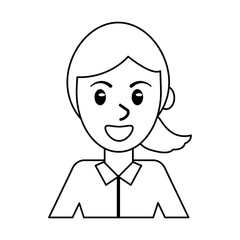 outlined portrait woman female smile vector illustration eps 10