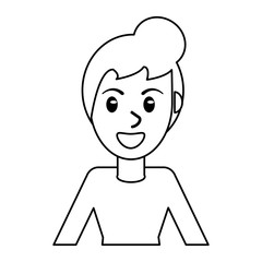 outlined portrait woman female smile vector illustration eps 10