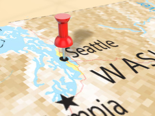 Pushpin on Seattle map