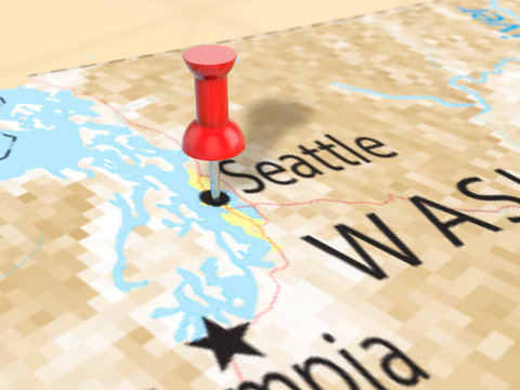 Pushpin on Seattle map