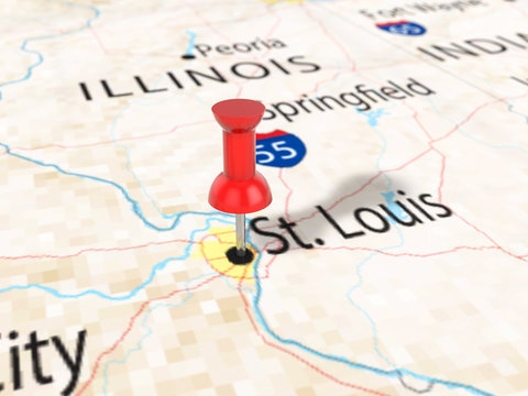 Pushpin on St Louis map