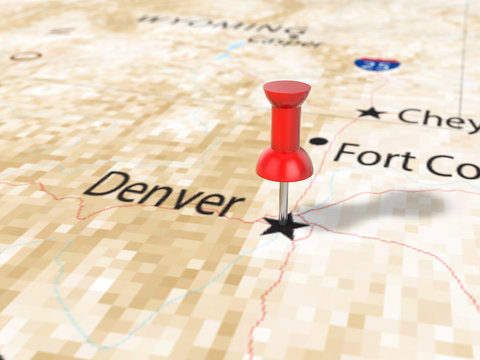 Pushpin On Denver Map