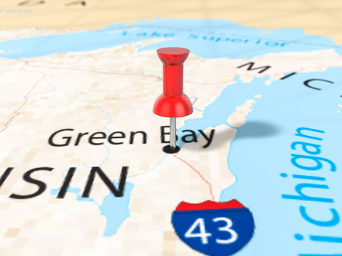 Pushpin On Green Bay Map