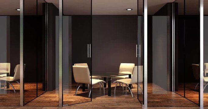 Meeting room. Interior of the modern office in the highlands. 3d rendering.