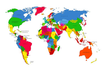 Naklejka premium Polityczna mapa świata.