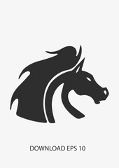 Angry horse face icon, Vector