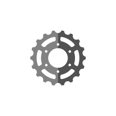 Bicycle sprocket gear icon in flat color style. Transportation sport mechanical repair parts