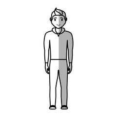man wearing casual clothes, cartoon icon over white background. vector illustration