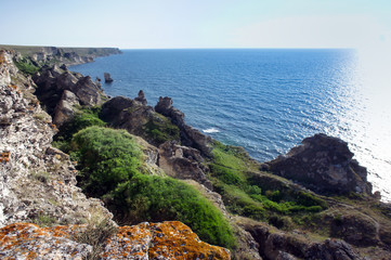 Seashore. Tarhankut, Dzhangul Russian Crimea at summer