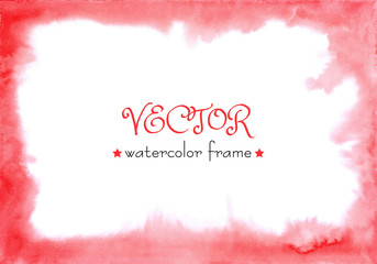 Vector red watercolor frame. Hand drawn watercolour background. Water-color wash. - 143687475