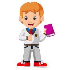 kids boy carrying book cartoon
