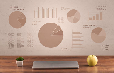 Pie chart graph office desk