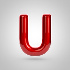 Metallic paint red letter U uppercase