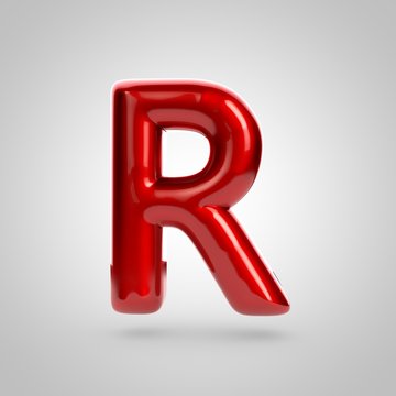 Metallic paint red letter R uppercase