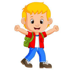 Cute boy go to school