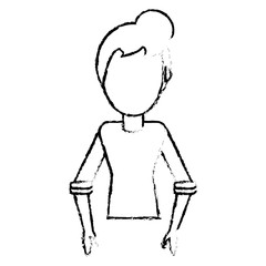 sketchy woman female faceless design vector illustration eps 10