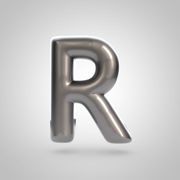 Metallic paint silver letter R uppercase