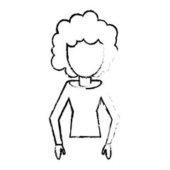 sketchy woman female faceless design vector illustration eps 10