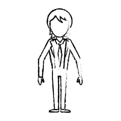 sketch man male faceless standing vector illustration eps 10
