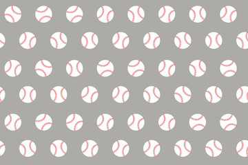 Vector seamless pattern with baseball on grey background.