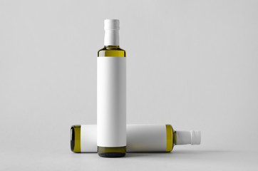 Olive / Sunflower / Sesame Oil Bottle Mock-Up - Two Bottles. Blank Label