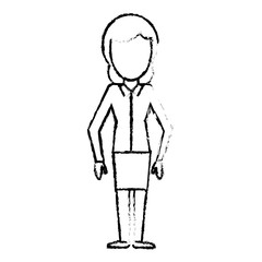 sketch female girl faceless image vector illustration eps 10