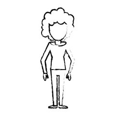 sketch female girl faceless image vector illustration eps 10