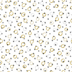 Seamless background with irregular dots, spots and circles. Dry brush and ink pattern.