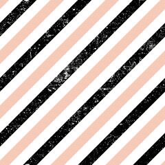 Pink and black seamless diagonal lines. Grunge textured. Endless repeat pattern.