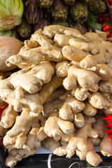 Ginger root in the market