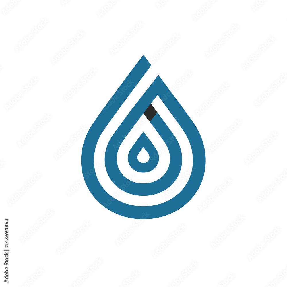 Poster Mono line water drop logo. Monochromatic vector logotype.