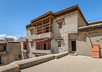 The upper terrace of the ancient Leh Palace - Leh, Ladakh, Tibet, Jammu and Kashmir, Northern India - 143694802