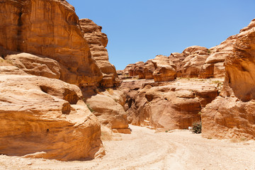 Road among rocks in Petra, Jordan