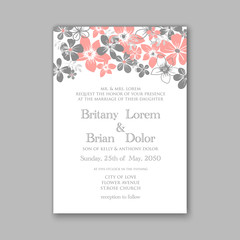  Peony Wedding Invitation Floral Bridal Wreath chrysanthemum flower Anemone, privet berry, currant berry vector illustration watercolor style Romantic invitation marriage, birthday, Valentine's day.