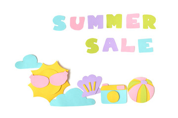 Fototapeta premium Summer sale paper cut on white background - isolated