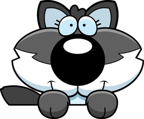 Cartoon Wolf Pup Peeking
